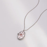 Aura Rose Quartz Silver Locket Necklace | Wanderlust + Co 