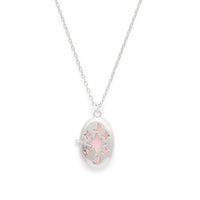 Aura Rose Quartz Silver Locket Necklace | Wanderlust + Co 