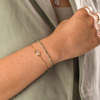 Aventurine Gemstone Gold Beaded Sliding Bracelet | Wanderlust + Co 