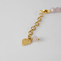 Rose Quartz 4mm Moonstone Gold Beaded Bracelet  | Wanderlust + Co 