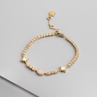 Enamel Charm 14K Gold Vermeil Pave Tennis Bracelet | Wanderlust + Co
