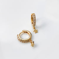 Falling Star Pave Gold 7mm Baby Huggie Earrings | Wanderlust + Co