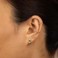 Classic Diamante Emerald 7mm Baby Huggie Earrings | Wanderlust + Co