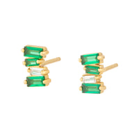 Jagged Baguette Emerald Stud Earrings | Wanderlust + Co