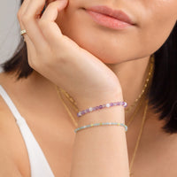 Amazonite 2.5mm Moonstone Gold Beaded Bracelet