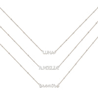 Sterling Silver Nameplate Necklace With Beaded Chain | Wanderlust + Co