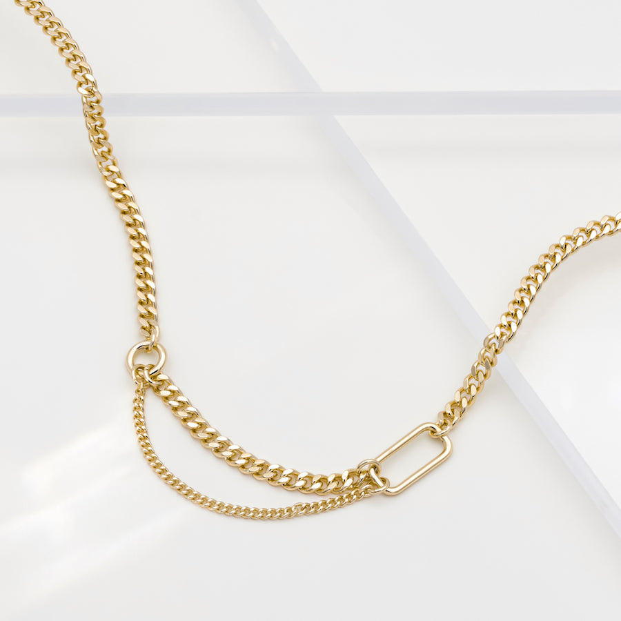 Gold Vermeil Groove Curb Chain Necklace 48cm/19