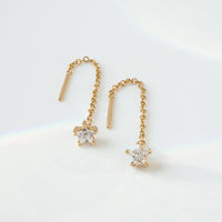 Star Diamante Gold Threader Earrings | Wanderlust + Co
